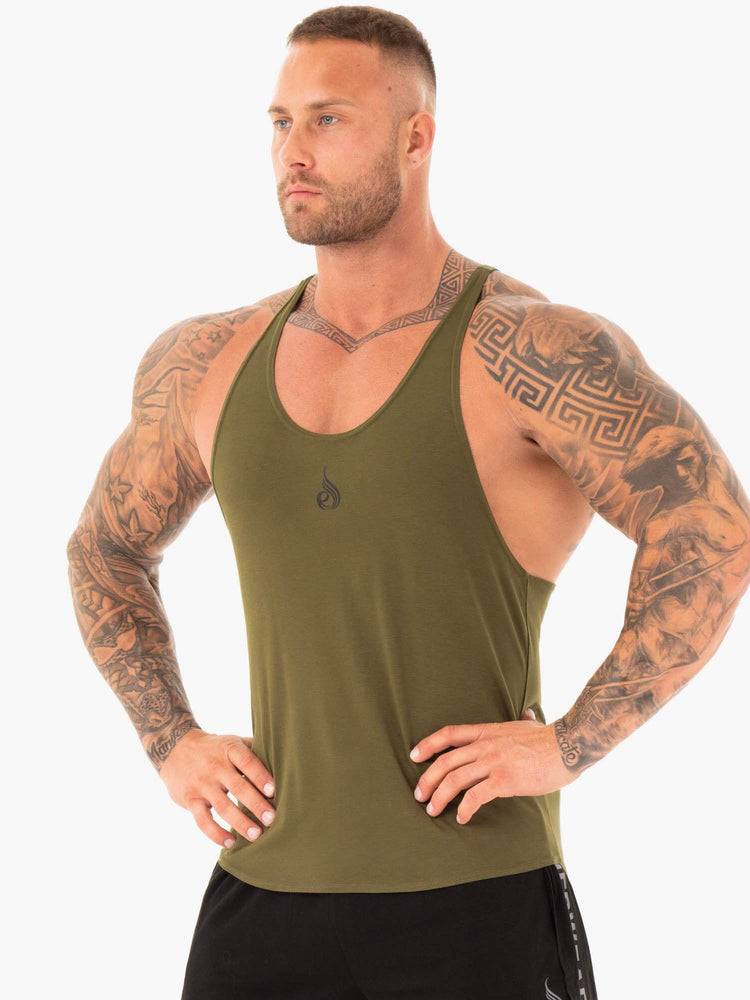 Ryderwear Men Gym Stringers Active T-Back Men's Gym Stringers Khaki | CA2657MA