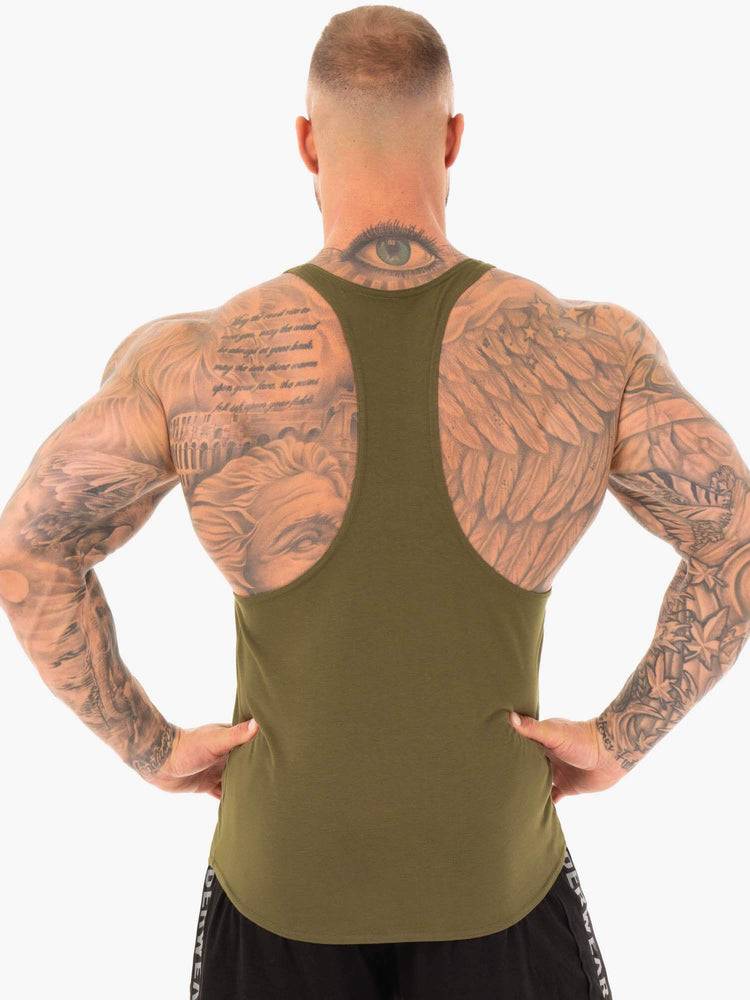 Ryderwear Men Gym Stringers Active T-Back Men's Gym Stringers Khaki | CA2657MA