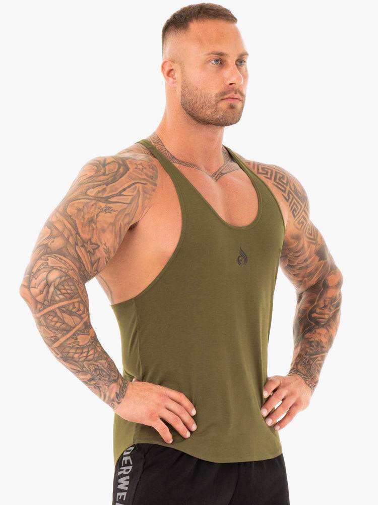 Ryderwear Men Gym Stringers Active T-Back Men's Gym Stringers Khaki | CA2657MA