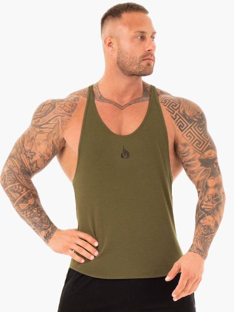 Ryderwear Men Gym Stringers Active T-Back Men\'s Gym Stringers Khaki | CA2657MA