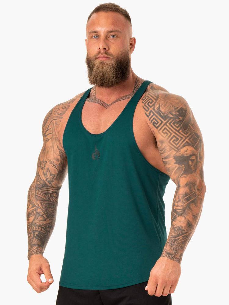 Ryderwear Men Gym Stringers Define Mesh T-Back Men's Gym Stringers Emerald | CA2639MA