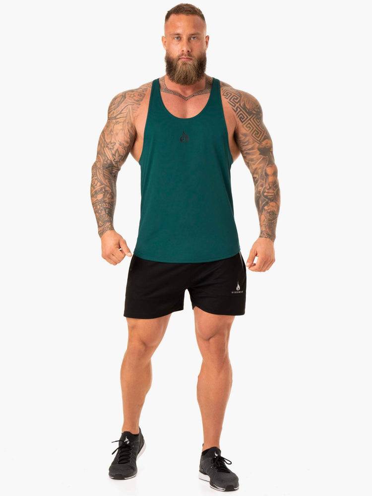 Ryderwear Men Gym Stringers Define Mesh T-Back Men's Gym Stringers Emerald | CA2639MA