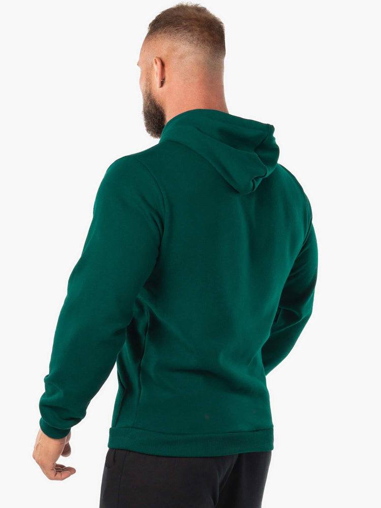 Ryderwear Men Hoodie Block Fleece Pullover Men's Hoodie Forest Green/White | CA2701OR