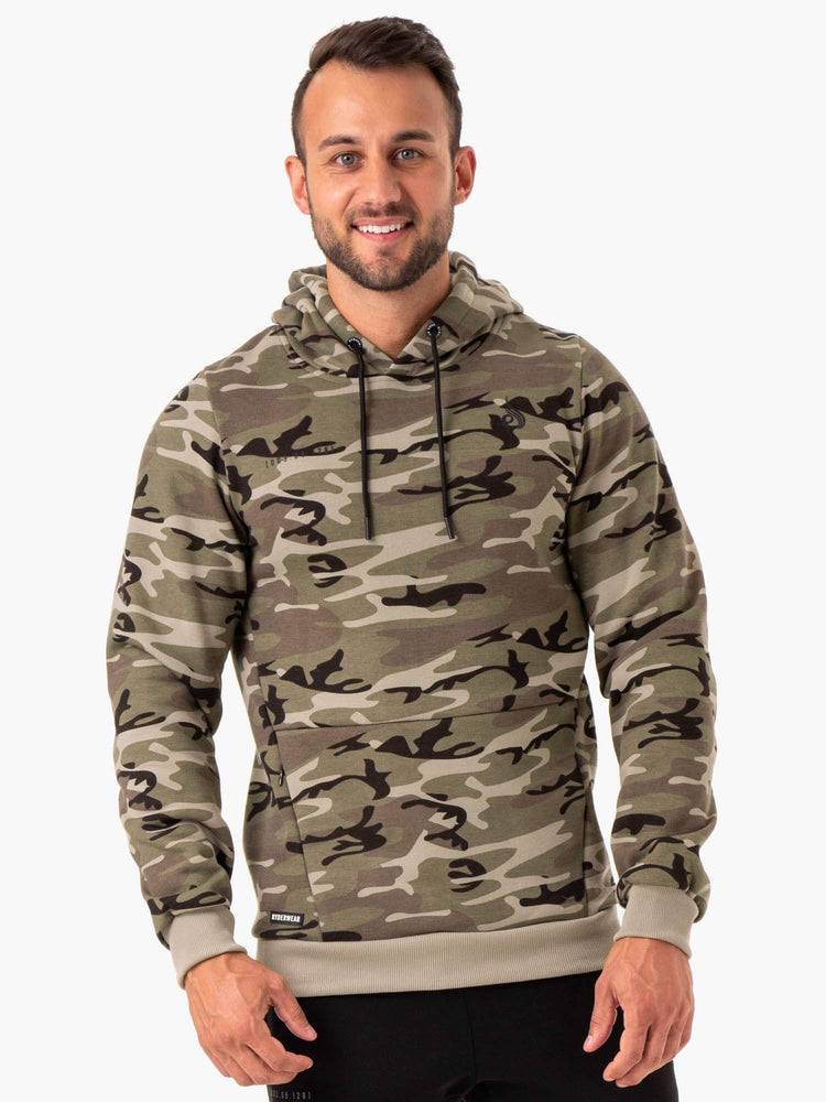 Ryderwear Men Hoodie Camo Tech Pullover Men\'s Hoodie Khaki Camo | CA2696FM