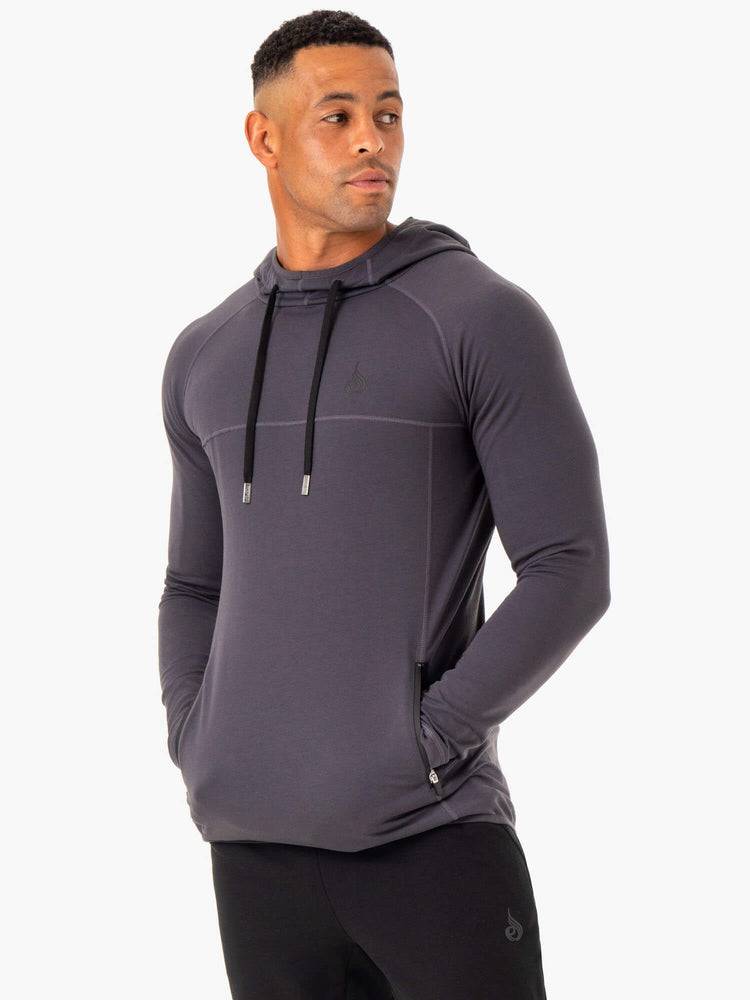 Ryderwear Men Hoodie Optimal Pullover Men\'s Hoodie Charcoal | CA2685BC