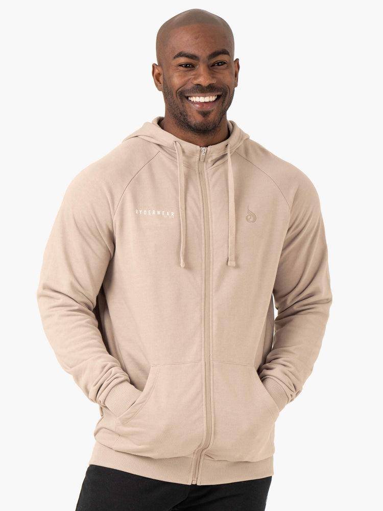 Ryderwear Men Hoodie Pursuit Zip Up Men\'s Hoodie Sand | CA2681WY