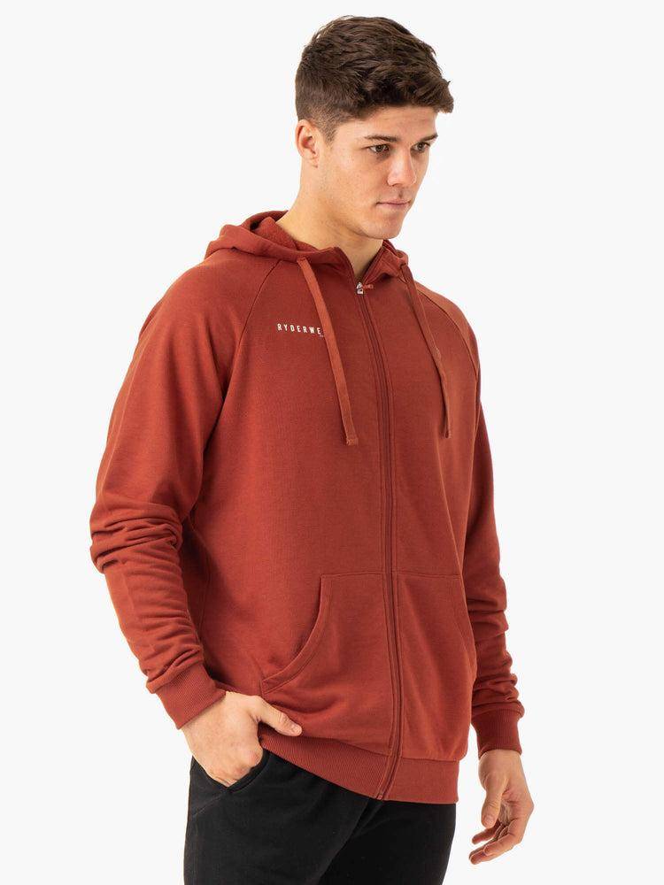 Ryderwear Men Hoodie Pursuit Zip Up Men's Hoodie Red Clay | CA2682QZ