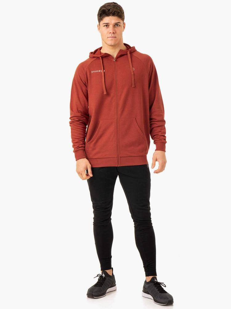 Ryderwear Men Hoodie Pursuit Zip Up Men's Hoodie Red Clay | CA2682QZ