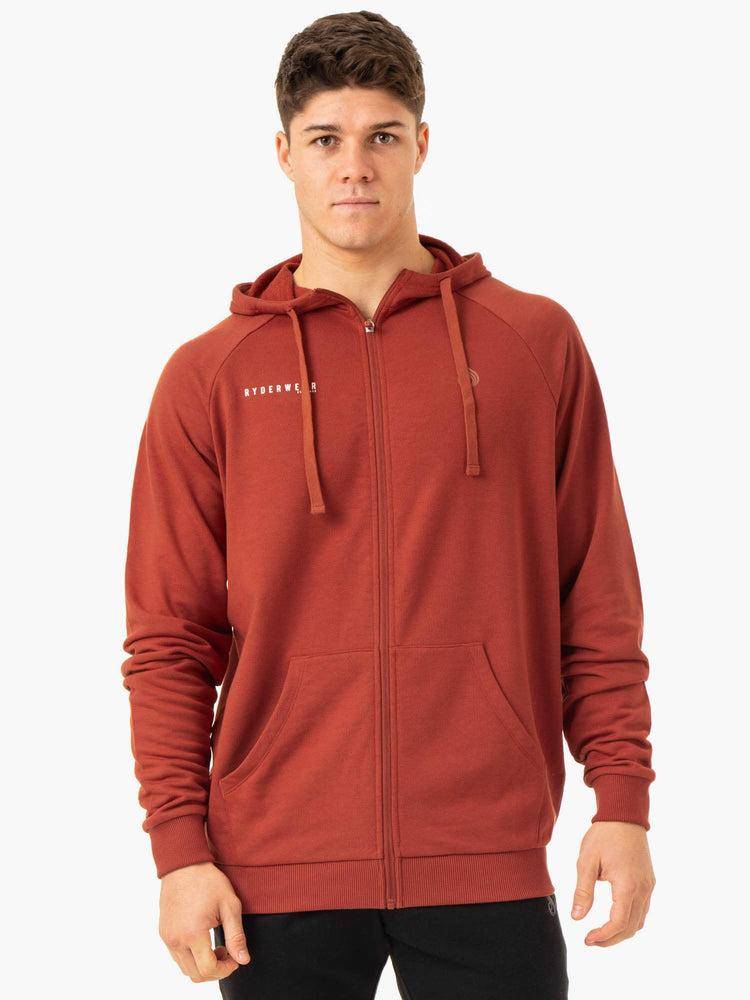 Ryderwear Men Hoodie Pursuit Zip Up Men\'s Hoodie Red Clay | CA2682QZ