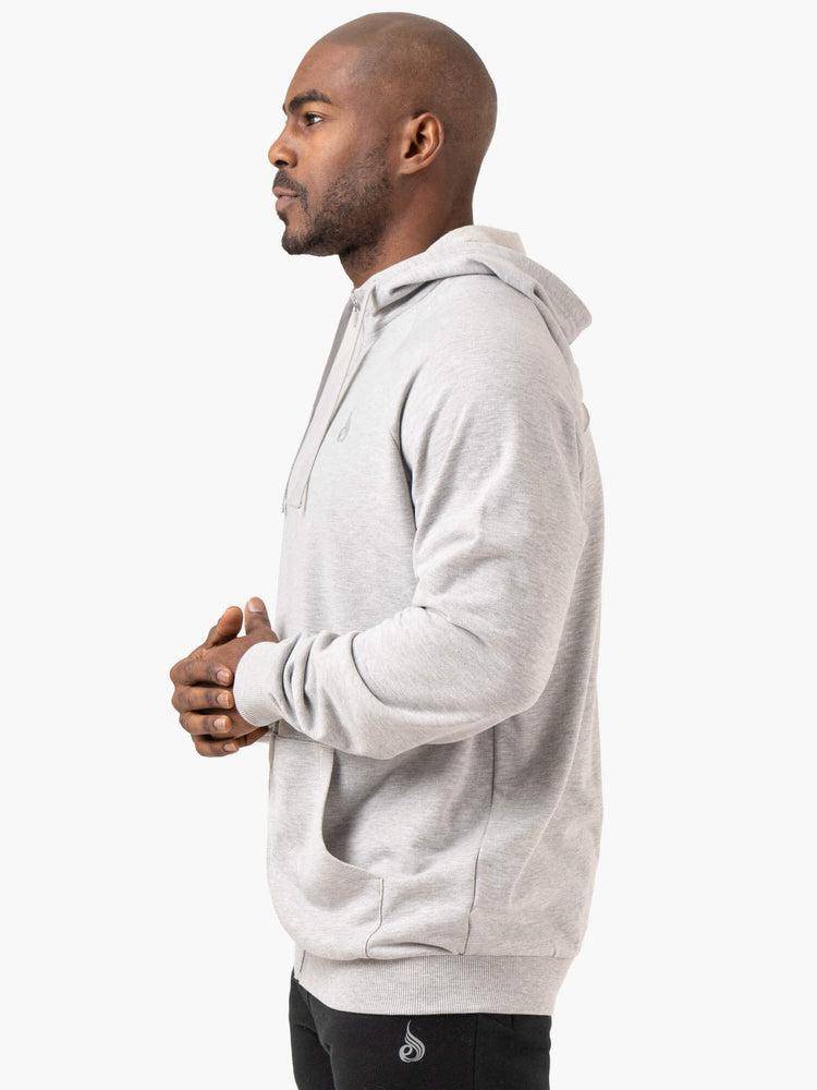 Ryderwear Men Hoodie Pursuit Zip Up Men's Hoodie Light Grey Marl | CA2683MA