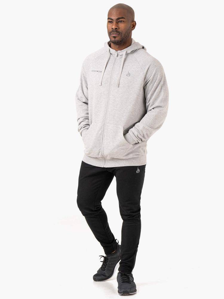 Ryderwear Men Hoodie Pursuit Zip Up Men's Hoodie Light Grey Marl | CA2683MA