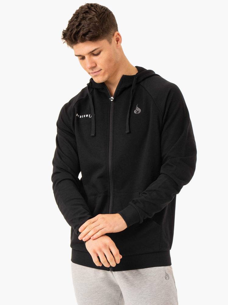 Ryderwear Men Hoodie Pursuit Zip Up Men's Hoodie Black | CA2684NB