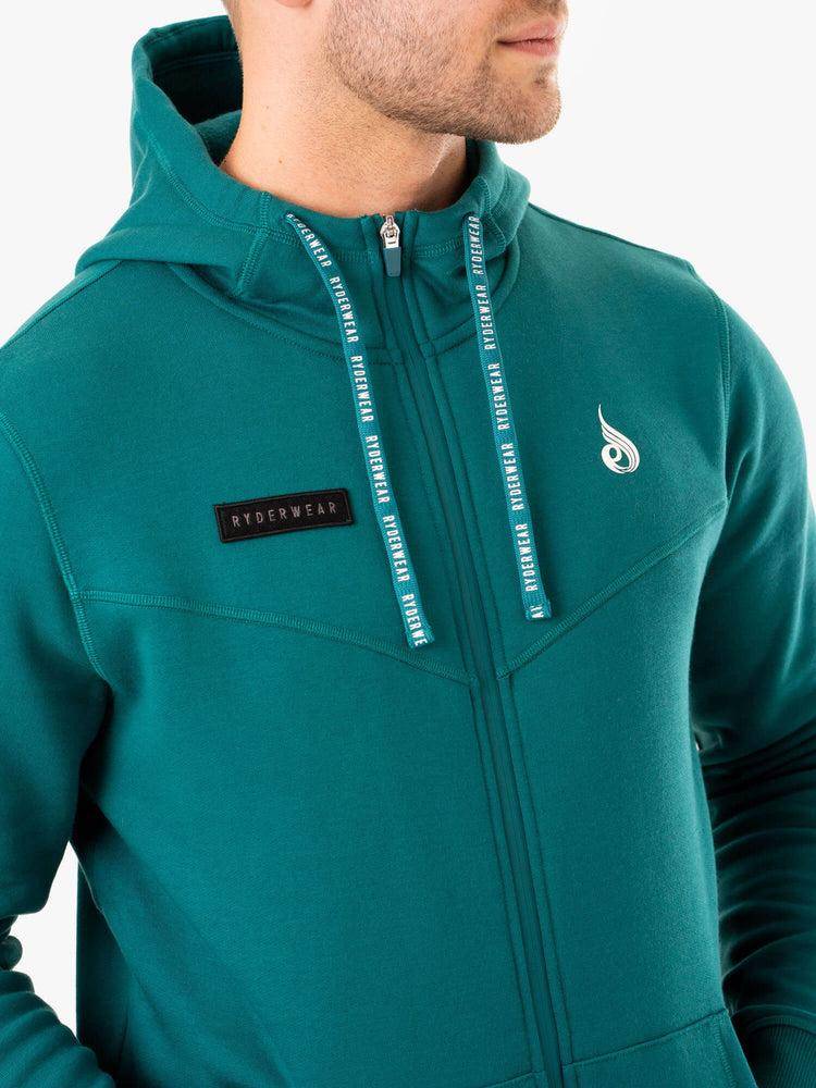 Ryderwear Men Hoodie Recharge Zip Up Men's Hoodie Teal | CA2675IS