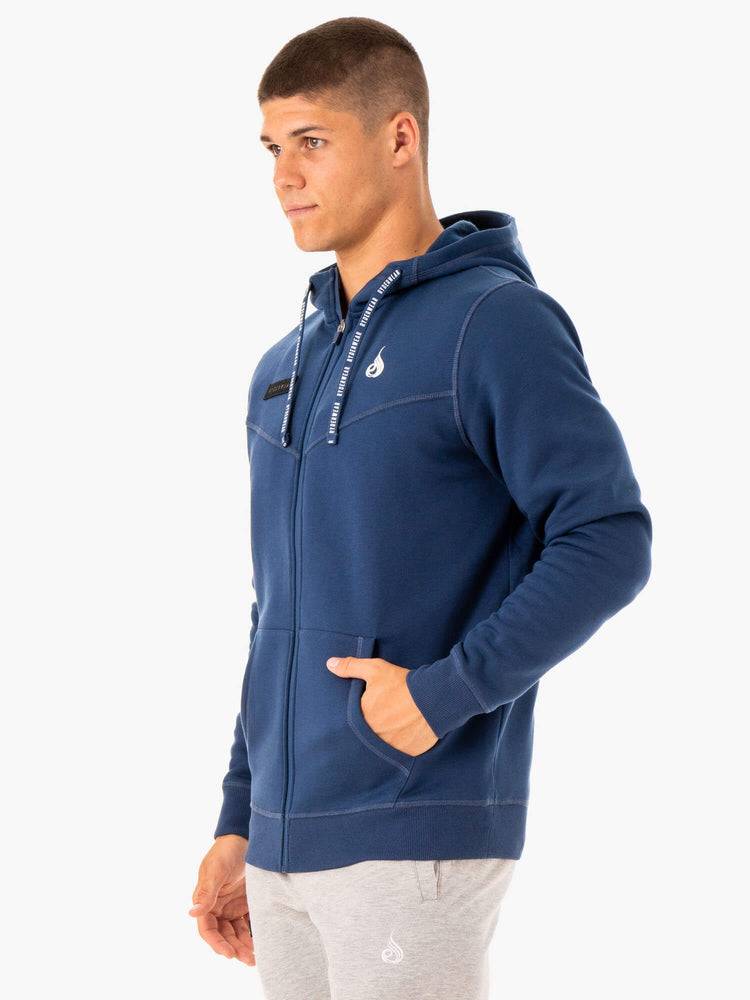 Ryderwear Men Hoodie Recharge Zip Up Men's Hoodie Blue | CA2676UT