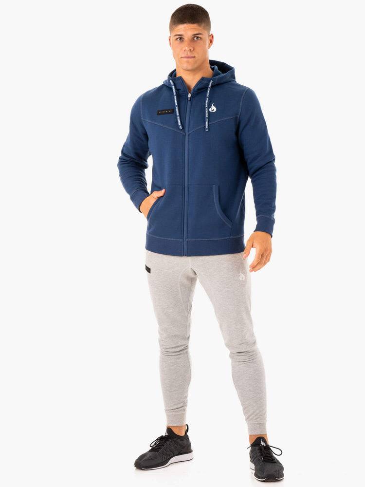 Ryderwear Men Hoodie Recharge Zip Up Men's Hoodie Blue | CA2676UT