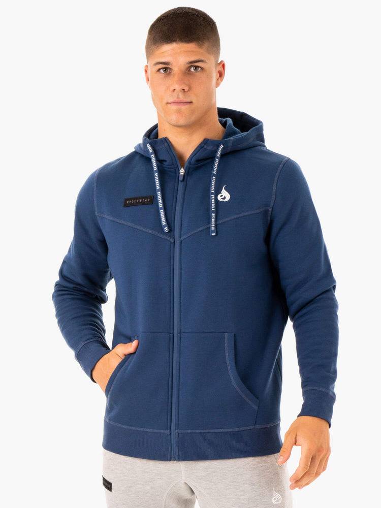 Ryderwear Men Hoodie Recharge Zip Up Men\'s Hoodie Blue | CA2676UT