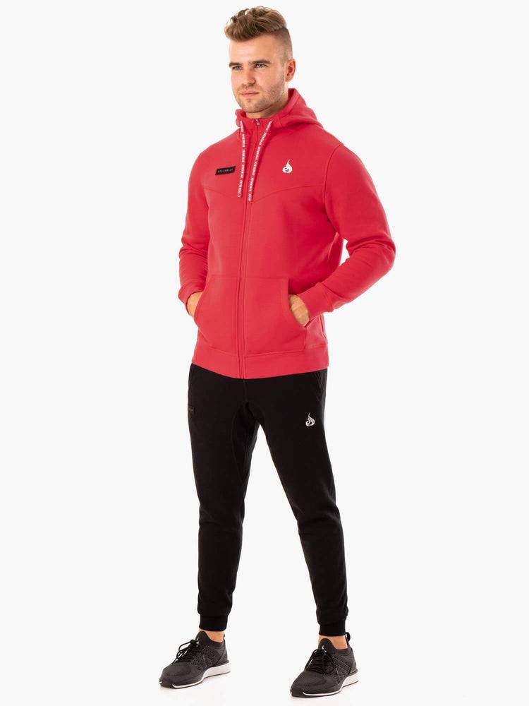 Ryderwear Men Hoodie Recharge Zip Up Men's Hoodie Red | CA2677YU