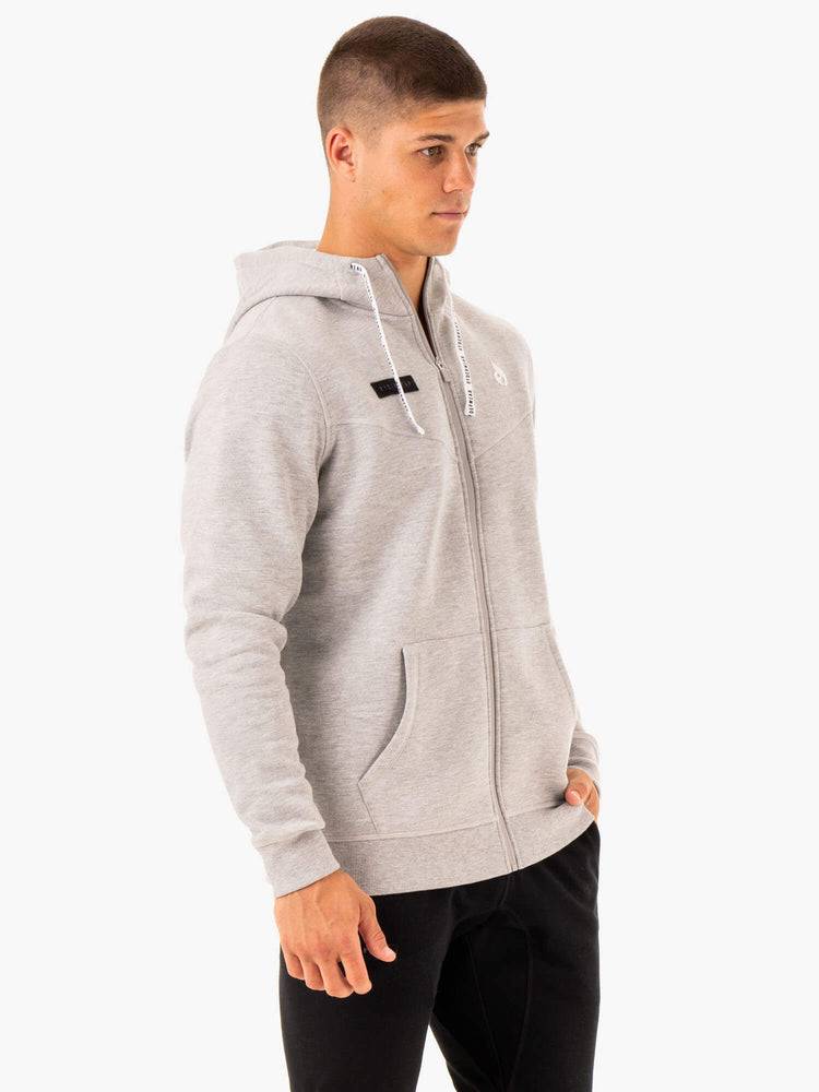 Ryderwear Men Hoodie Recharge Zip Up Men's Hoodie Grey Marl | CA2679RW