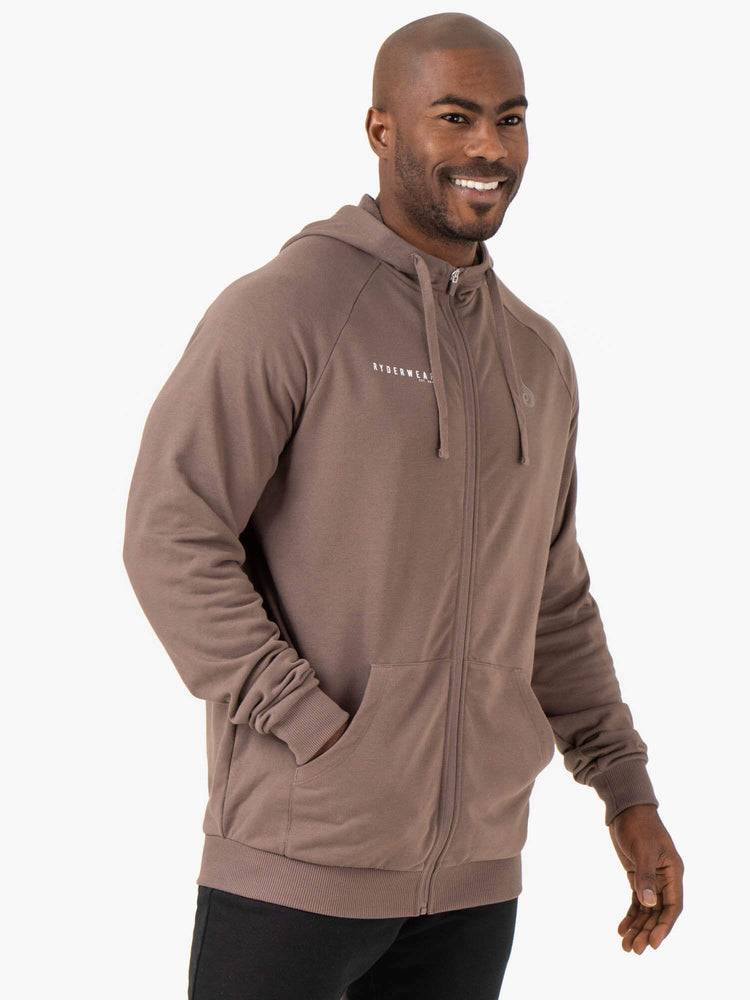 Ryderwear Men Jackets Pursuit Zip Up Hoodie Men's Jackets Taupe | CA2707EX