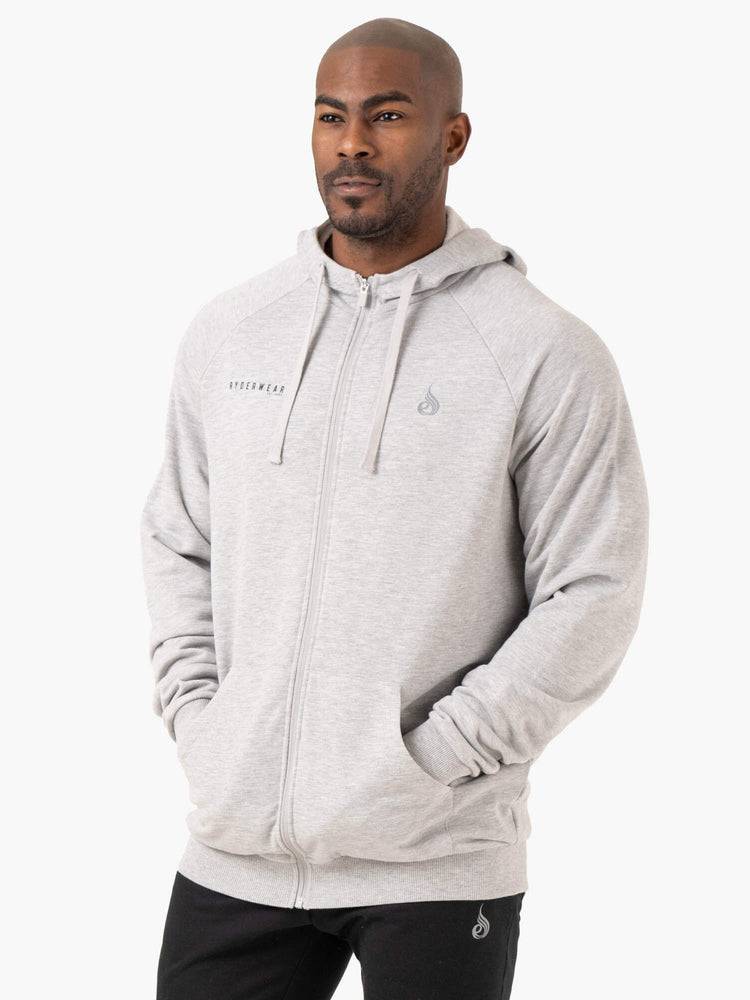 Ryderwear Men Jackets Pursuit Zip Up Hoodie Men\'s Jackets Light Grey Marl | CA2710MA