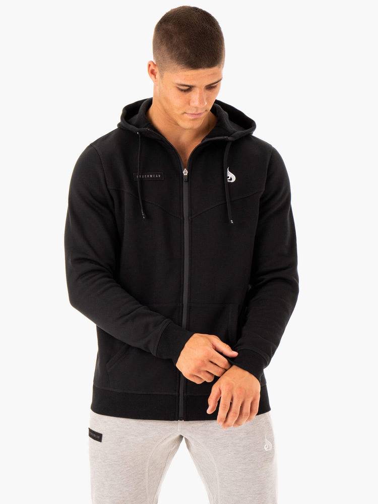 Ryderwear Men Jackets Recharge Zip Up Hoodie Men's Jackets Black | CA2705TV