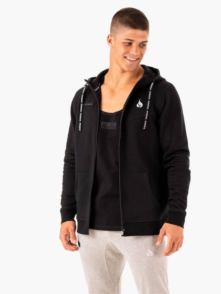 Ryderwear Men Jackets Recharge Zip Up Hoodie Men's Jackets Black | CA2705TV