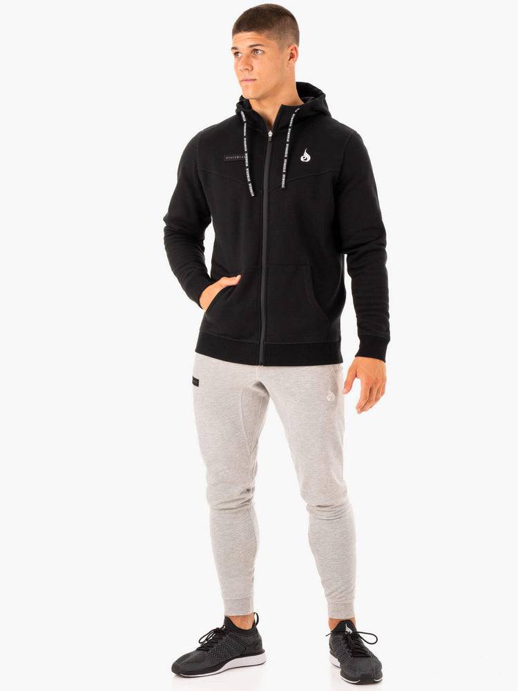 Ryderwear Men Jackets Recharge Zip Up Hoodie Men's Jackets Black | CA2705TV