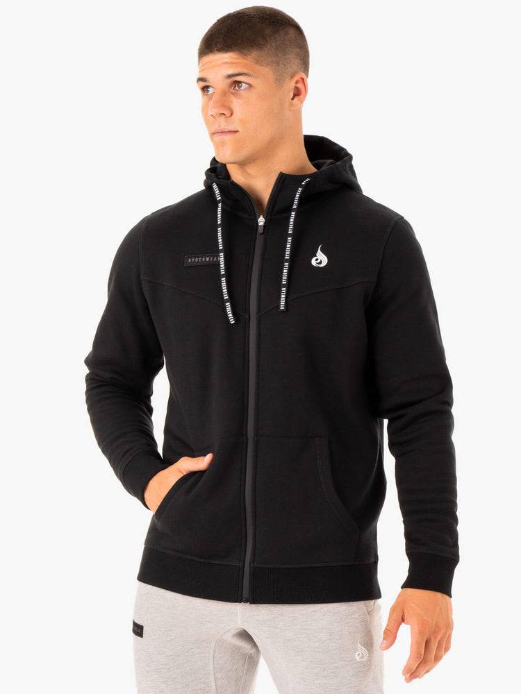 Ryderwear Men Jackets Recharge Zip Up Hoodie Men\'s Jackets Black | CA2705TV