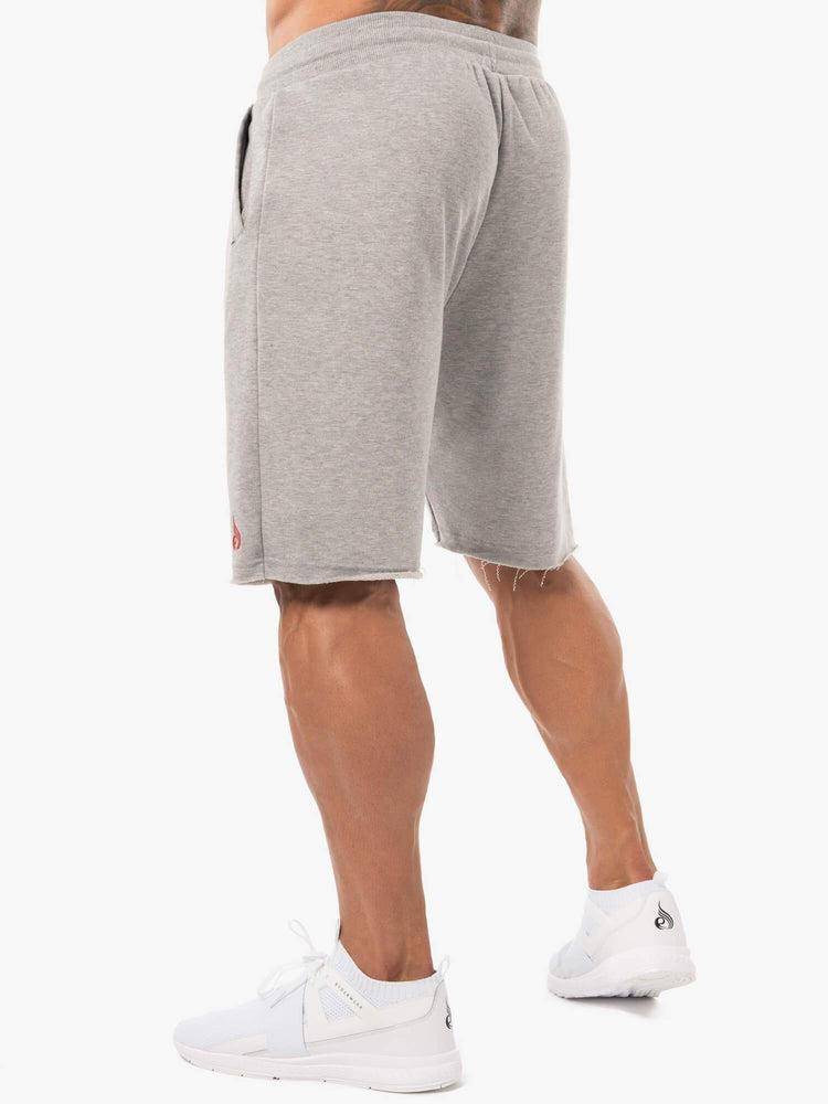 Ryderwear Men Shorts Block Fleece Track Men's Shorts Grey Marl/Red | CA2799MA