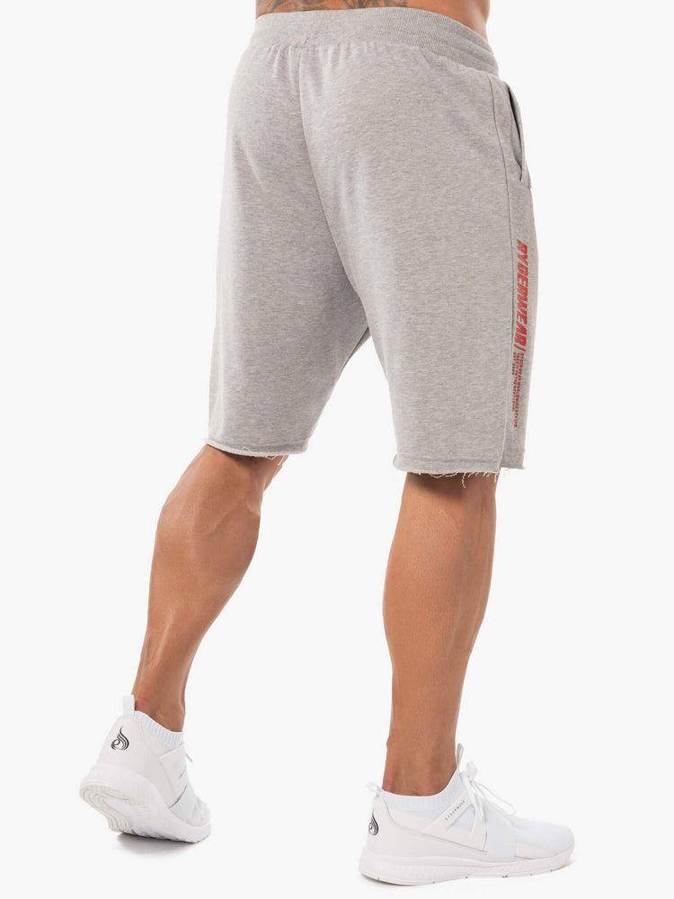 Ryderwear Men Shorts Block Fleece Track Men's Shorts Grey Marl/Red | CA2799MA