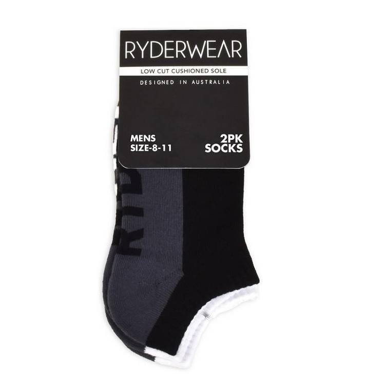 Ryderwear Men Socks Mens 2 Pack Men\'s Socks Black/Grey and White/Grey | CA2593LH