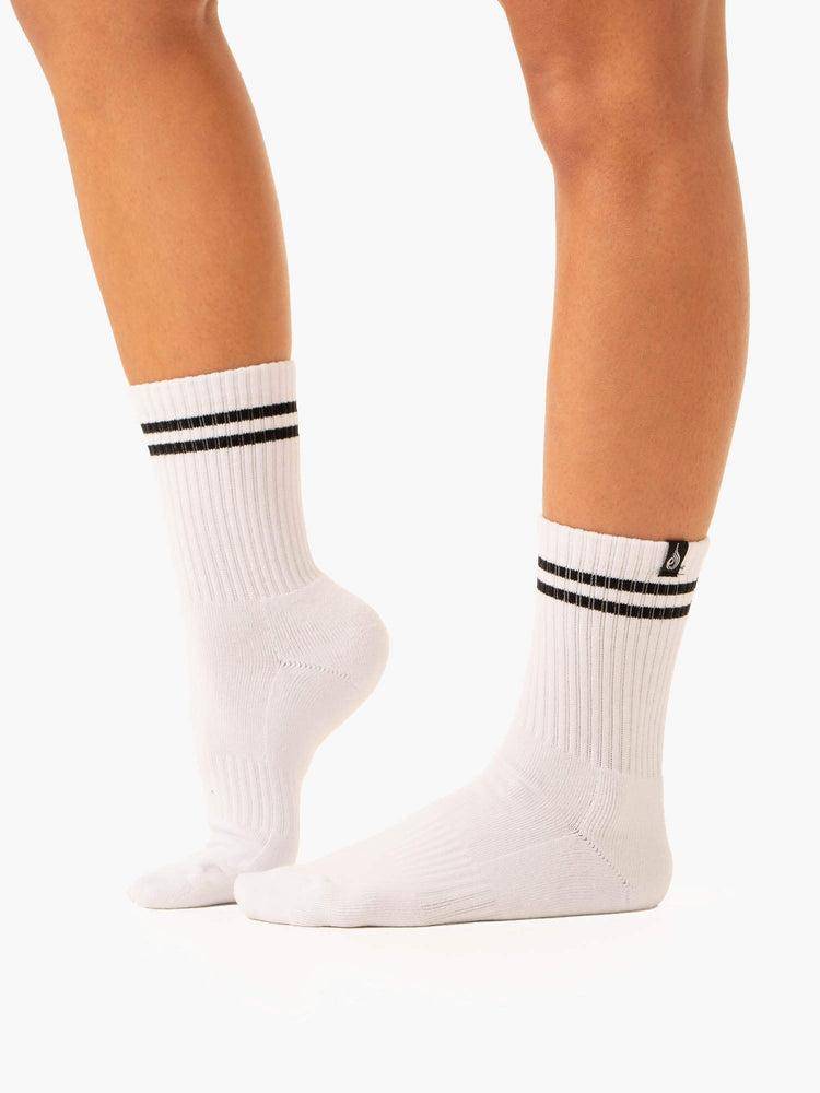 Ryderwear Men Socks Stripe Crew Men's Socks White/Green | CA2590CE