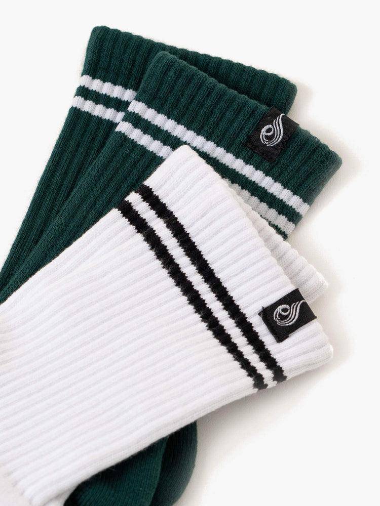 Ryderwear Men Socks Stripe Crew Men's Socks White/Green | CA2590CE