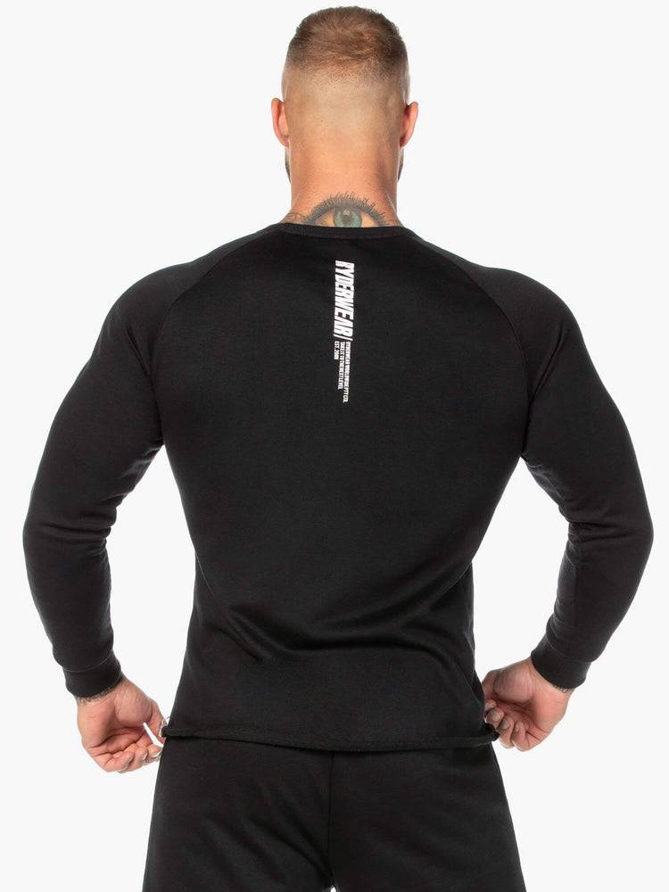 Ryderwear Men Sweaters Block Crew Neck Men's Sweaters Black/White | CA2844IS