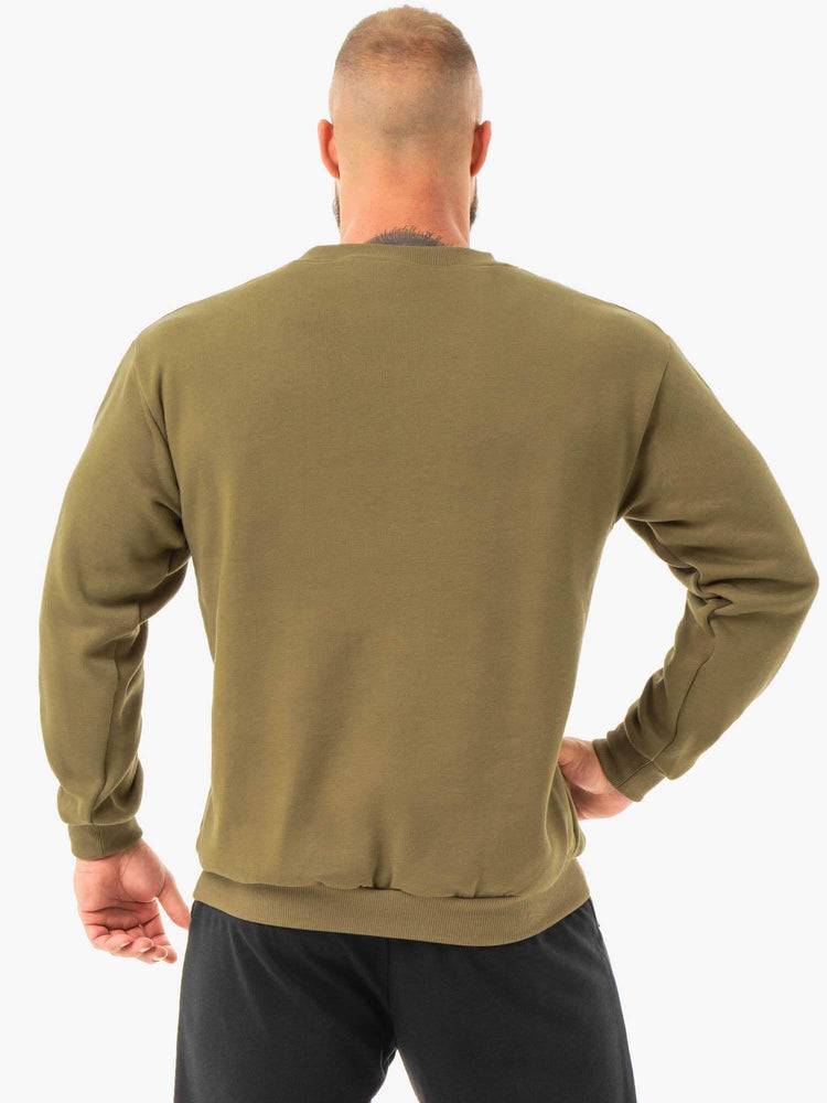 Ryderwear Men Sweaters Ease Fleece Pullover Men's Sweaters Khaki | CA2841AP