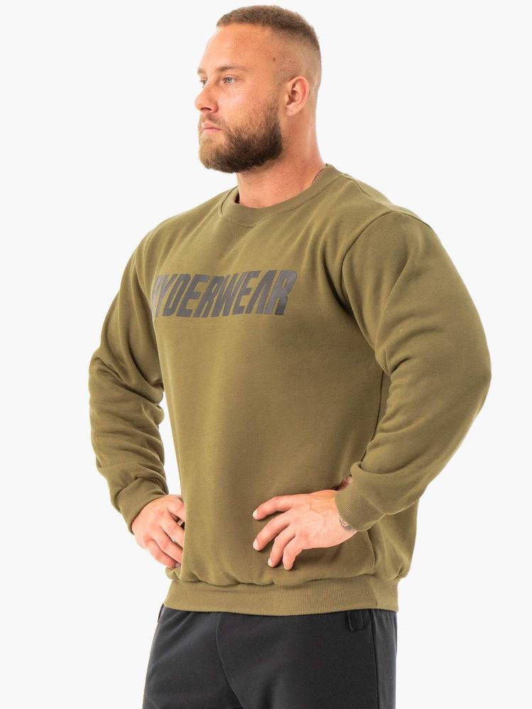 Ryderwear Men Sweaters Ease Fleece Pullover Men's Sweaters Khaki | CA2841AP