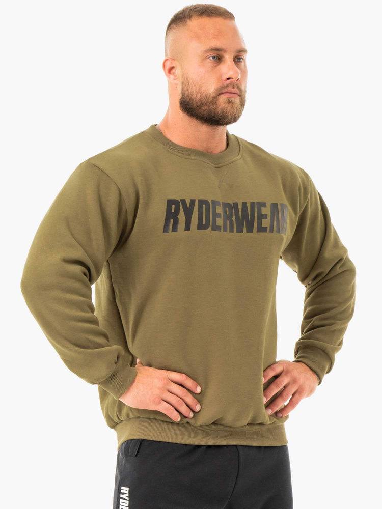 Ryderwear Men Sweaters Ease Fleece Pullover Men's Sweaters Khaki | CA2841AP