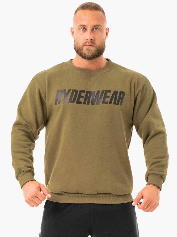 Ryderwear Men Sweaters Ease Fleece Pullover Men\'s Sweaters Khaki | CA2841AP