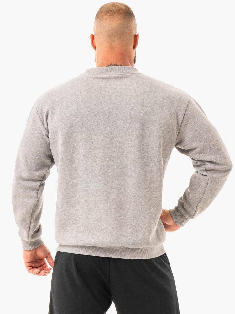 Ryderwear Men Sweaters Ease Fleece Pullover Men's Sweaters Grey Marl | CA2842PQ