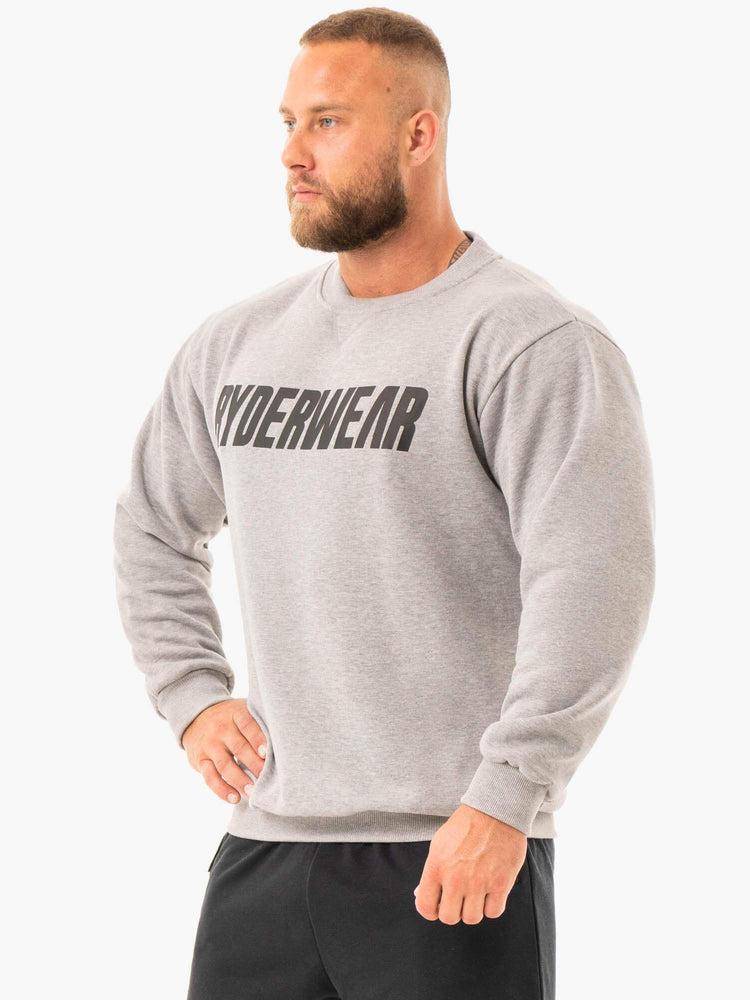 Ryderwear Men Sweaters Ease Fleece Pullover Men's Sweaters Grey Marl | CA2842PQ