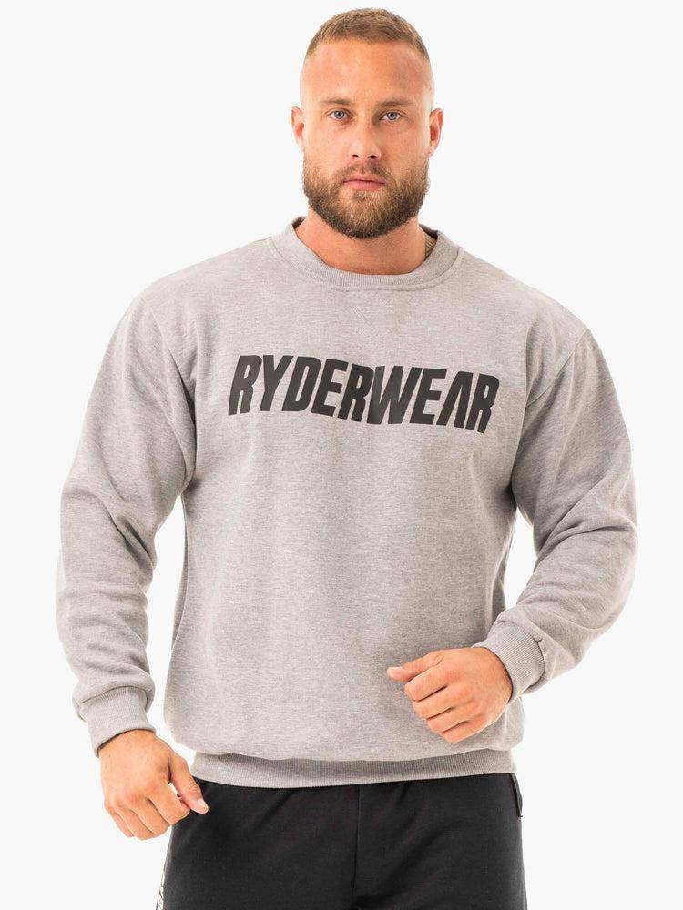 Ryderwear Men Sweaters Ease Fleece Pullover Men's Sweaters Grey Marl | CA2842PQ