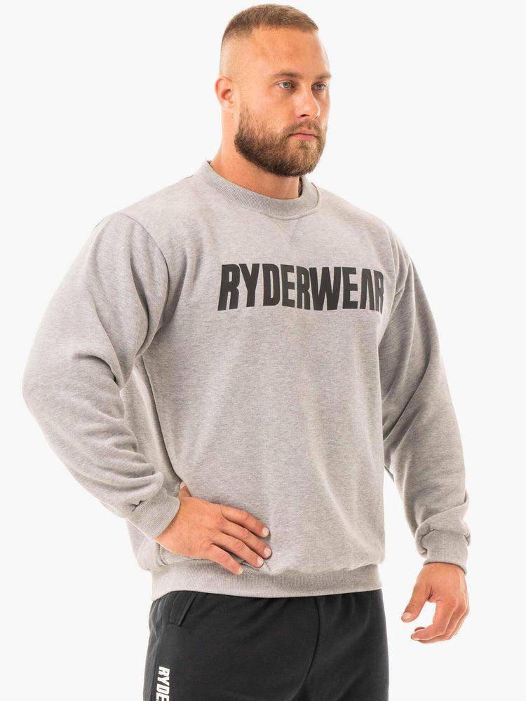 Ryderwear Men Sweaters Ease Fleece Pullover Men\'s Sweaters Grey Marl | CA2842PQ