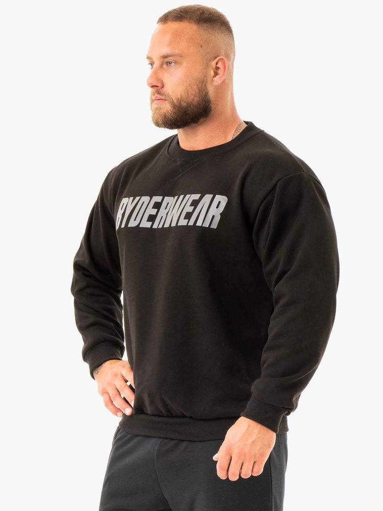 Ryderwear Men Sweaters Ease Fleece Pullover Men's Sweaters Black | CA2843OR