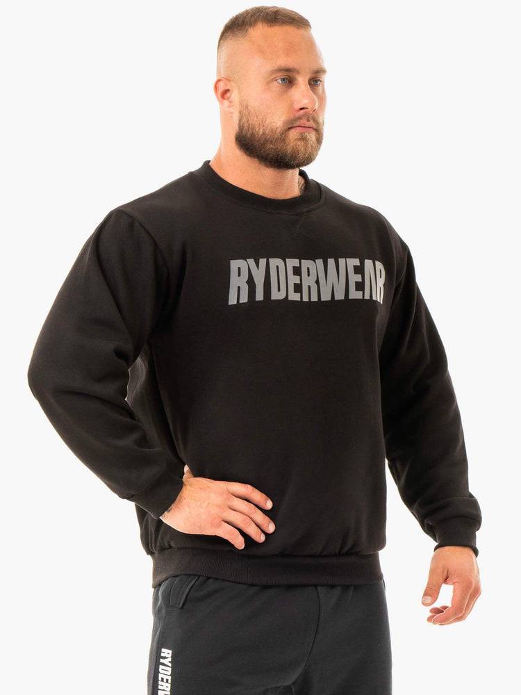 Ryderwear Men Sweaters Ease Fleece Pullover Men's Sweaters Black | CA2843OR