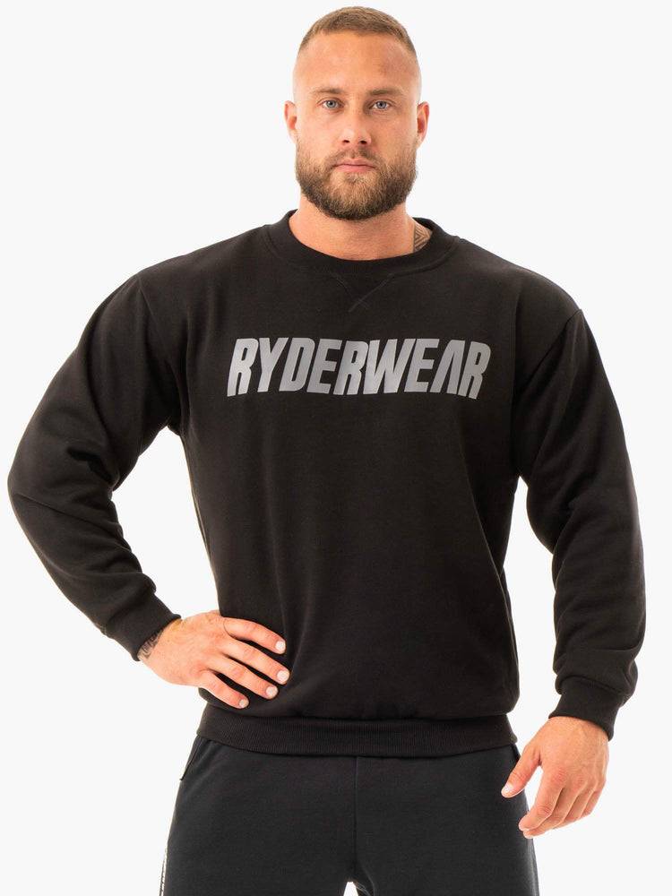 Ryderwear Men Sweaters Ease Fleece Pullover Men\'s Sweaters Black | CA2843OR