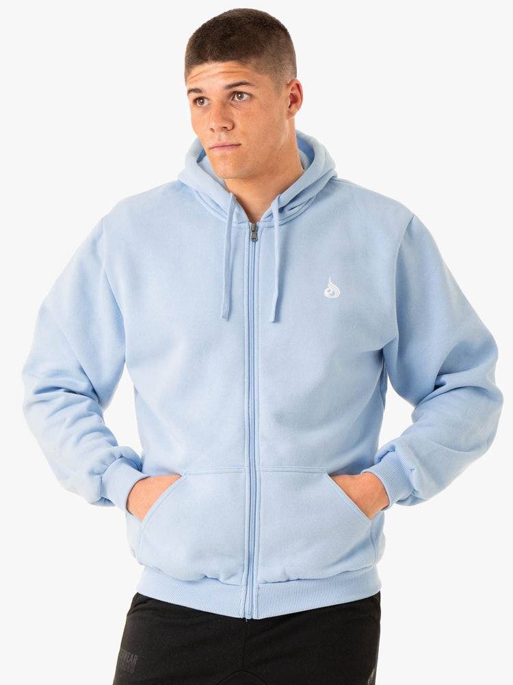 Ryderwear Men Sweaters Essential Zip Up Jacket Men\'s Sweaters Sky Blue | CA2835HK