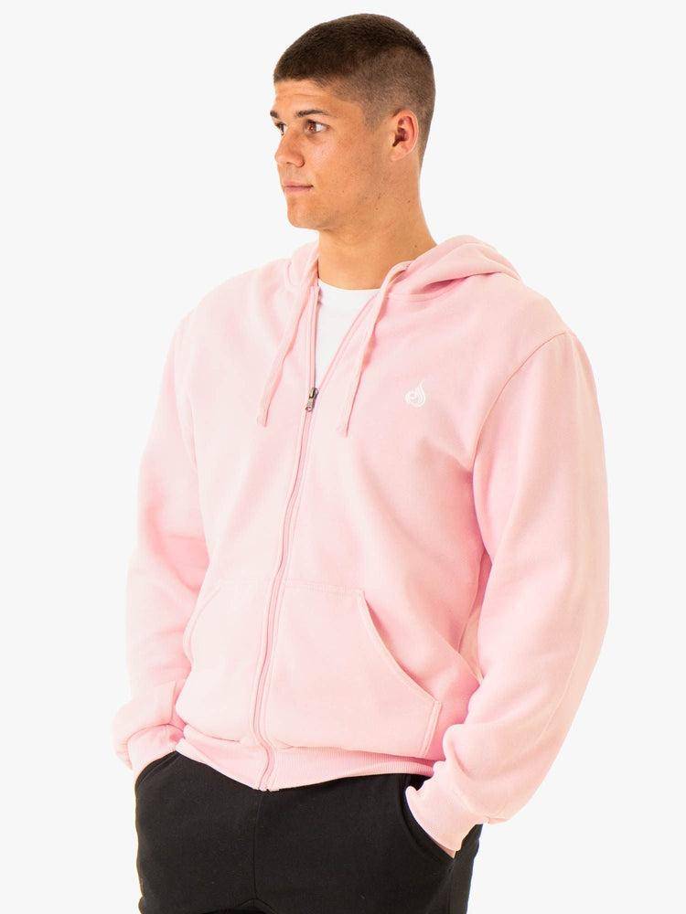 Ryderwear Men Sweaters Essential Zip Up Jacket Men\'s Sweaters Pink | CA2836HK