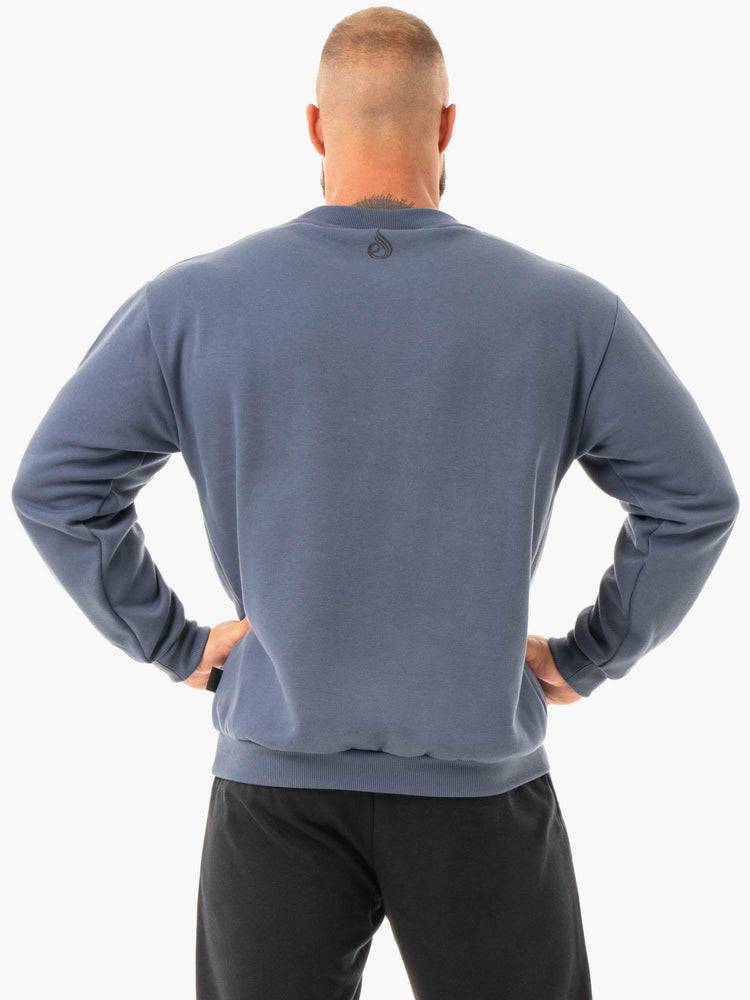 Ryderwear Men Sweaters Force Pullover Men's Sweaters Steel Blue | CA2826NB