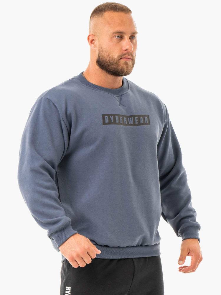 Ryderwear Men Sweaters Force Pullover Men's Sweaters Steel Blue | CA2826NB