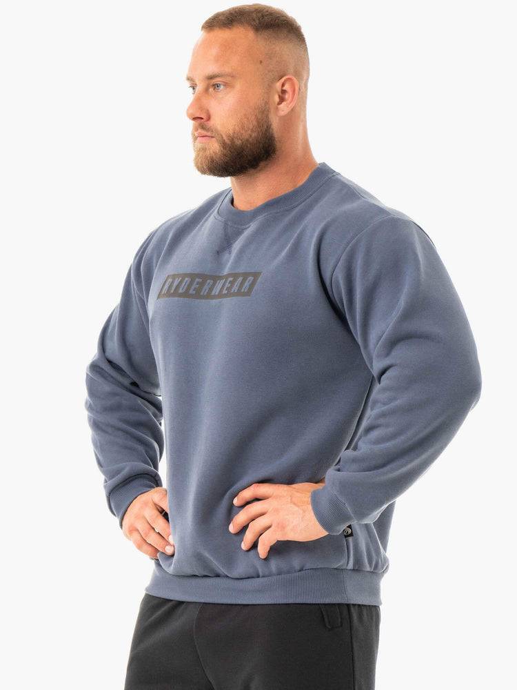 Ryderwear Men Sweaters Force Pullover Men's Sweaters Steel Blue | CA2826NB